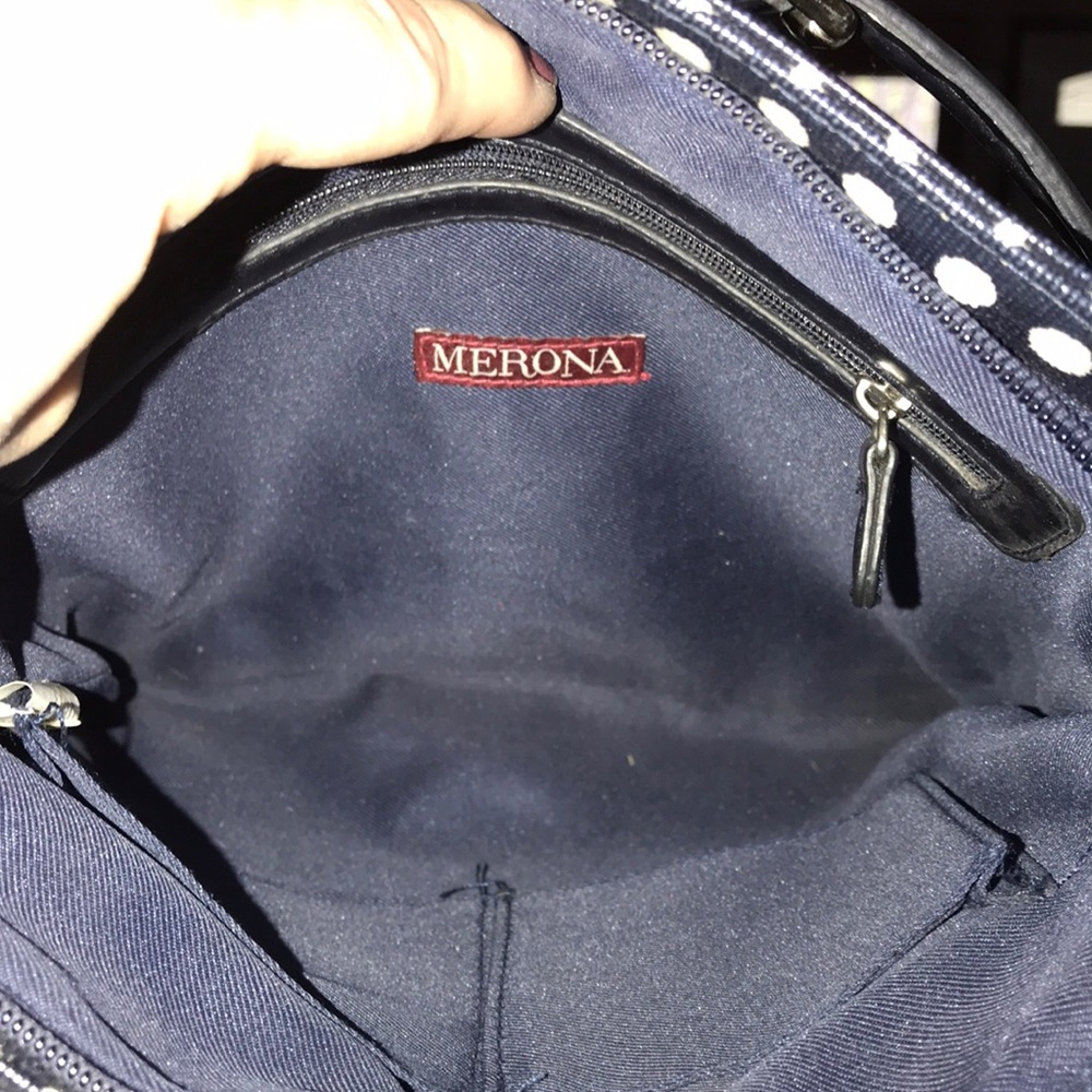 Navy Blue with white polka dots - crossbody bag! - Picture 3 of 3